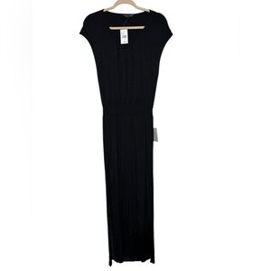 Felicity + Coco NWT Black Open Back Maxi Dress Size S Jersey Knit Neutral Comfy